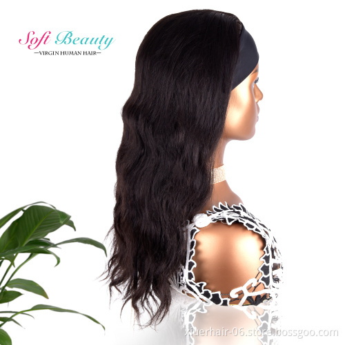RTS Body Wave Natural Color Raw HD Brazilian for Black Women Coloured No Lace Headband Wig Cheap Human Hair